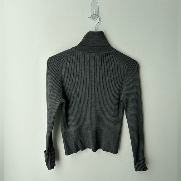 Zara Ribbed Knit Turtleneck Top Grey - Picture 8 of 11